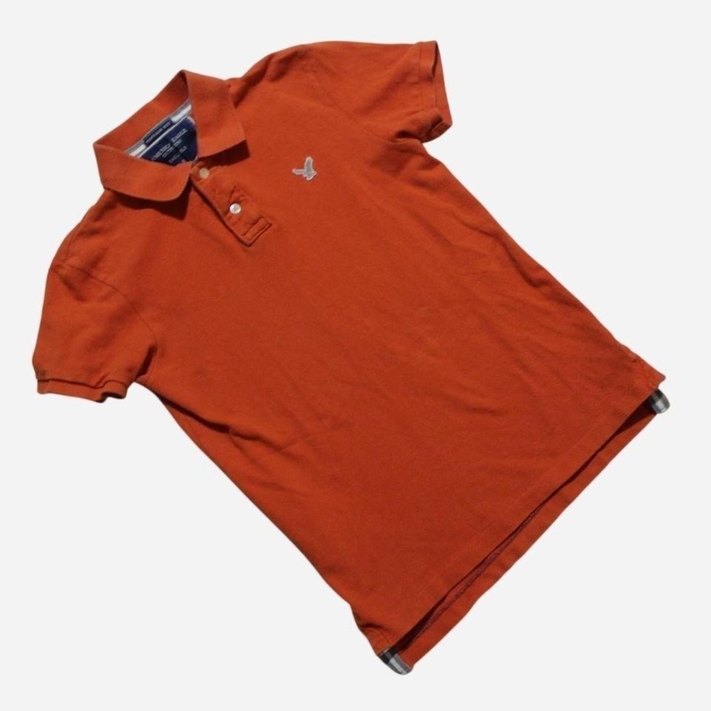 Mens/Unisex Y2K Skater Preppy American Eagle Orange Button Up Polo Shirt